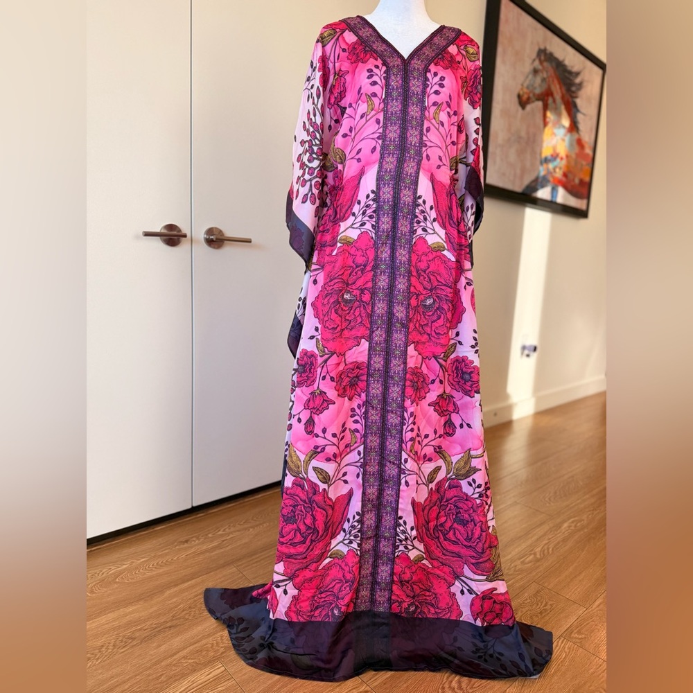 Vibrant Pink Floral Maxi Dress - Picture 5 of 13